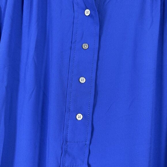 Loft Womens Size Medium Blue Chiffon Long Sleeve Blouse Business Casual - Picture 2 of 5